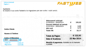 dove trovo codice di migrazione fastweb