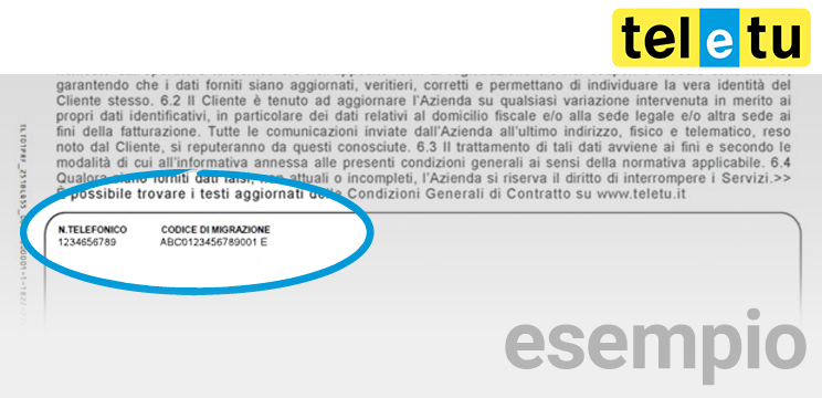 dove trovo il codice di migrazione teletu