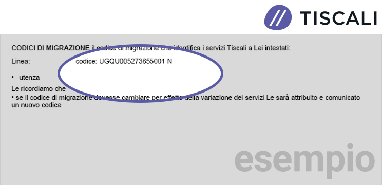 dove trovo il codice di migrazione tiscali