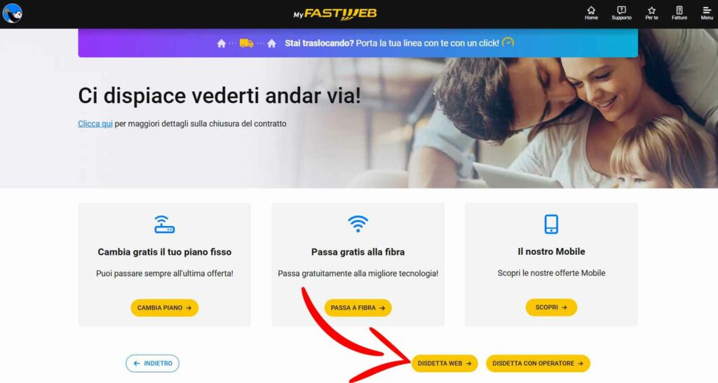 Disdetta Linea Fastweb , chiusura contratto fibra fastweb