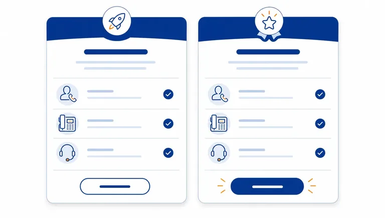Pacchetti del centralino in Cloud Fastweb a confronto: Starter Pack e Advanced Pack con postazioni telefonia e telefoni IP