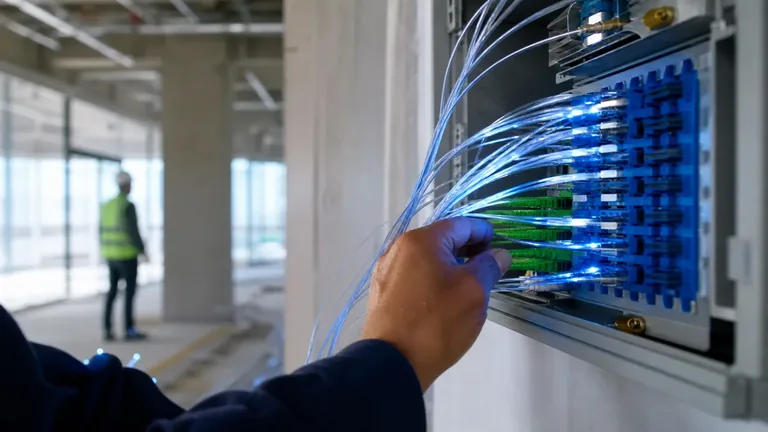 Installazione di fibra ottica FTTH e fibra dedicata in un edificio aziendale