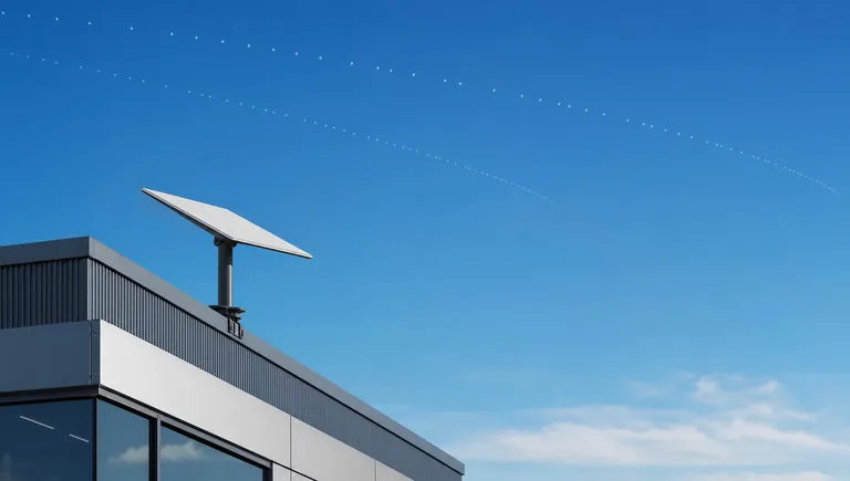 Antenna satellitare Starlink Business installata sul tetto di un edificio aziendale