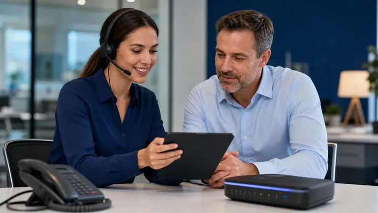Consulente Telefonia.business assiste un cliente aziendale nella pratica di subentro Fastweb Business