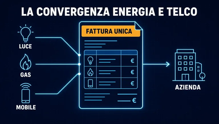 Offerte convergenti energia e telefonia per le aziende Convergenza tra energia e telecomunicazioni: luce, gas e mobile riuniti in una fattura unica per l'azienda