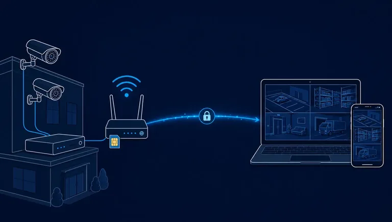 Videosorveglianza con SIM dati e IP pubblico: accesso remoto al DVR o NVR Videosorveglianza aziendale con NVR collegato a SIM dati con IP pubblico e accesso remoto da smartphone